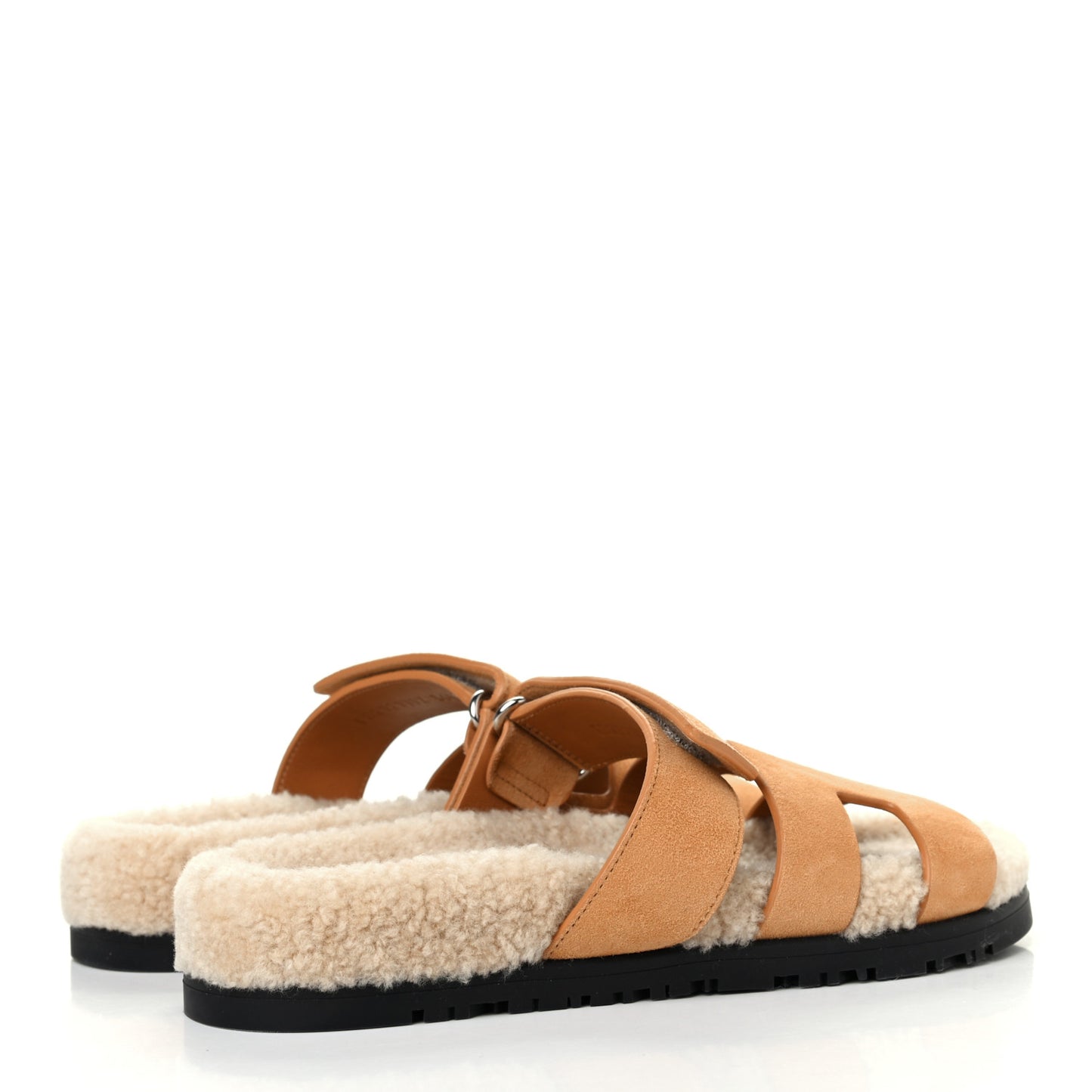 Suede Goatskin Woolskin Womens Chypre Sandals 36.5 Golden Beige