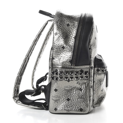 MCM Metallic Visetos Side Stud Mini Stark Backpack Silver Black 9 of 10