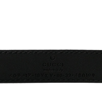 Gucci Azalea Calfskin Enamel Monochrome Double G 20mm Belt 80 32 Black 5 of 7