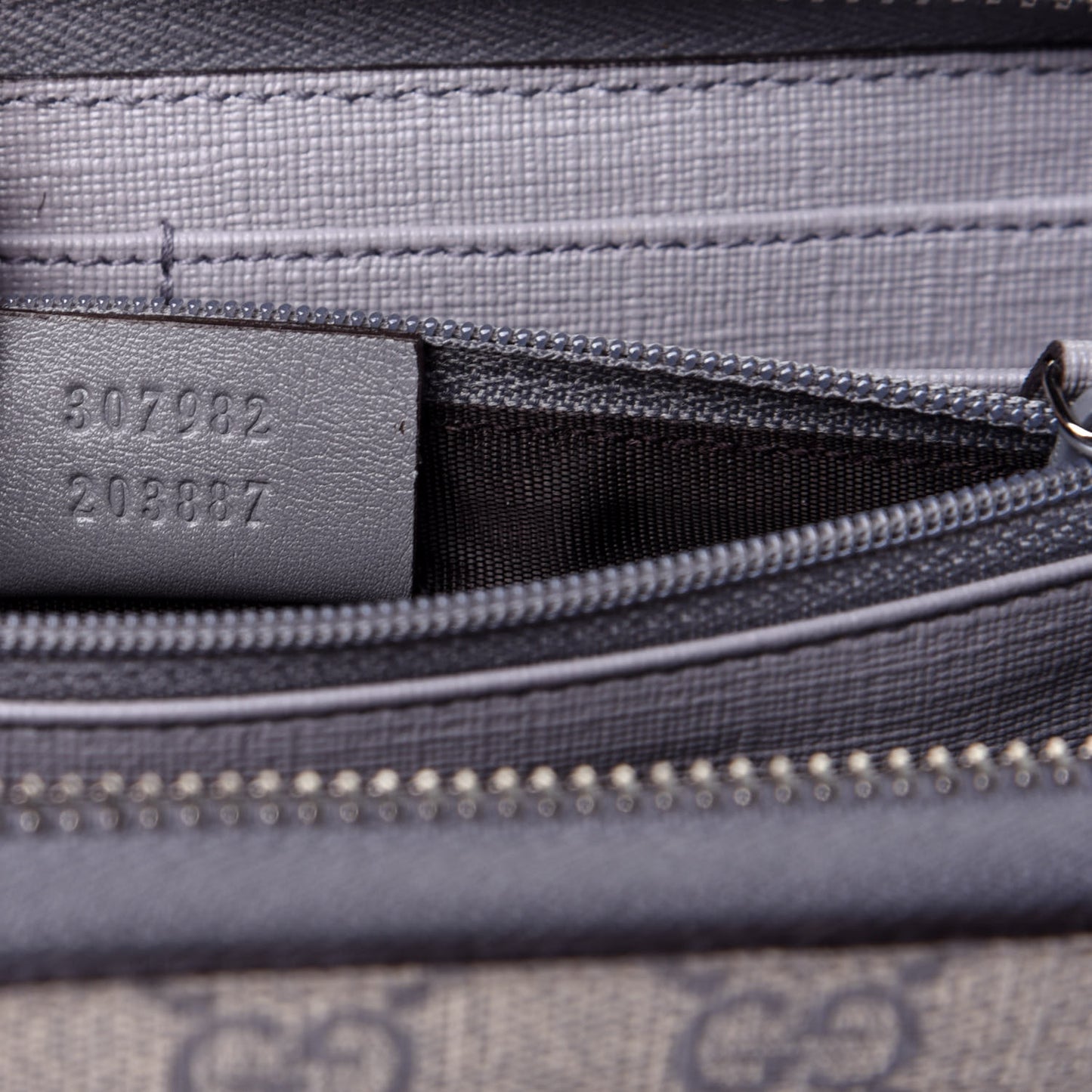 GG Supreme Monogram GG Pierce Zip Around Wallet Ecru Grigio