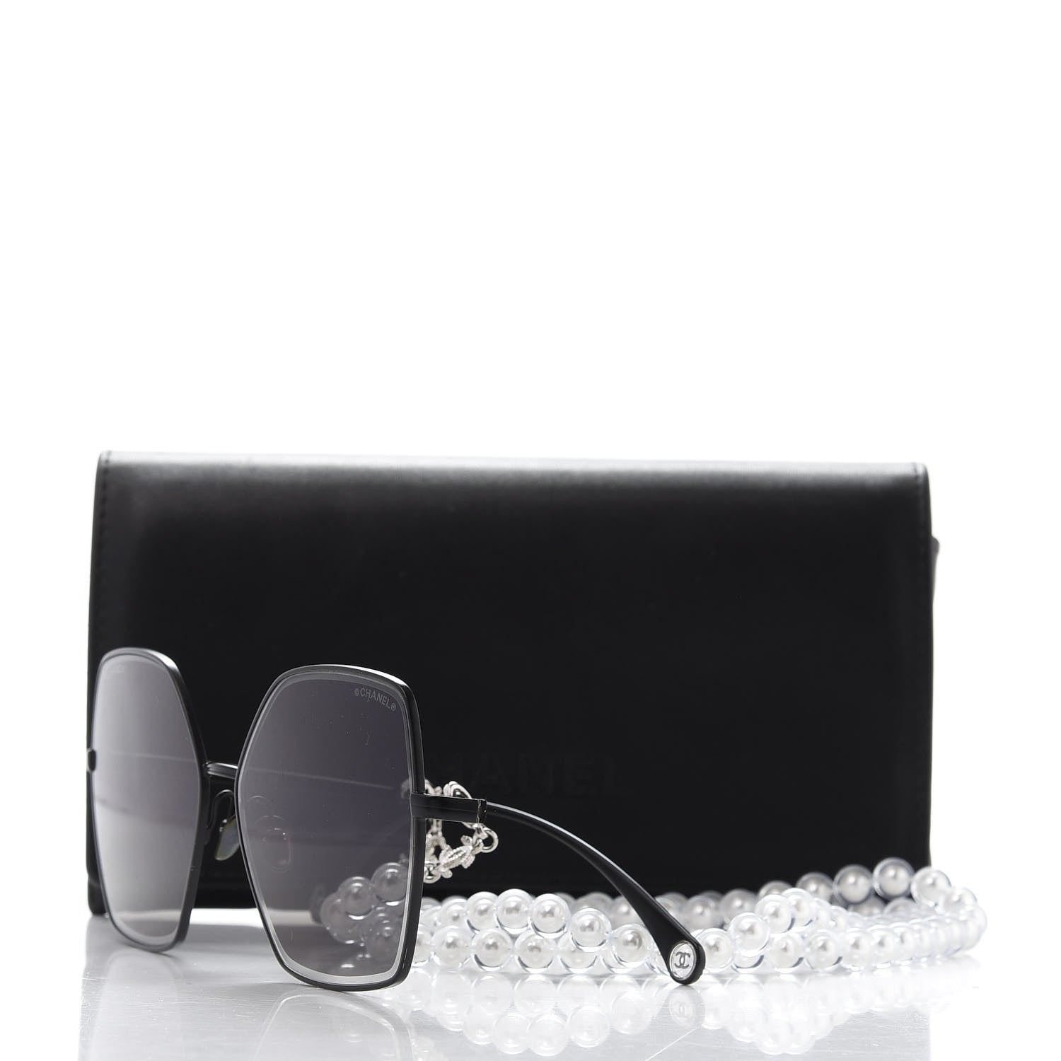 Chanel Metal Butterfly Removable Pearl Chain Sunglasses 4262 Black 10 of 10
