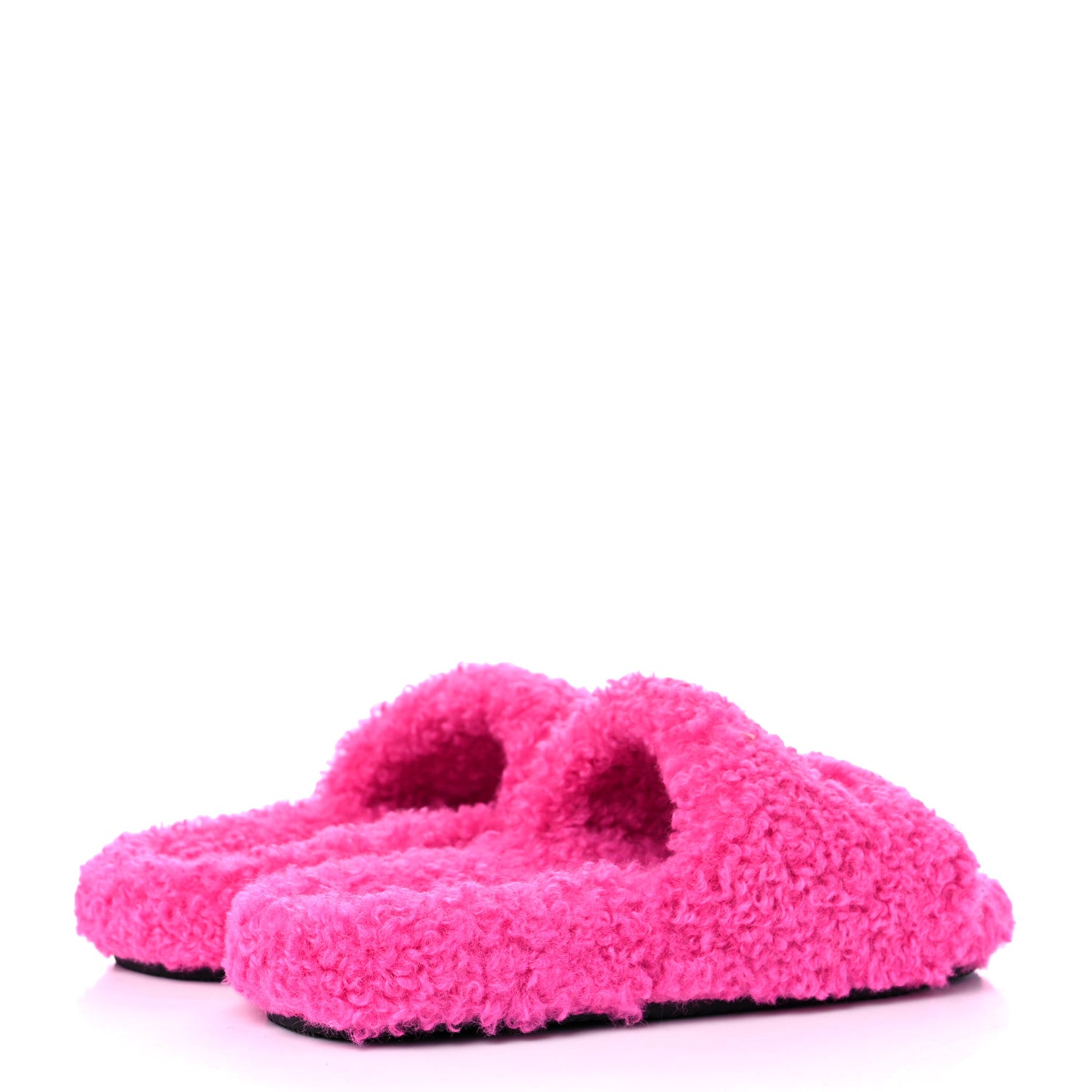 Balenciaga Faux Shearling Political Campaign Logo Slide Sandals 36 Pink White Blue 4 of 8