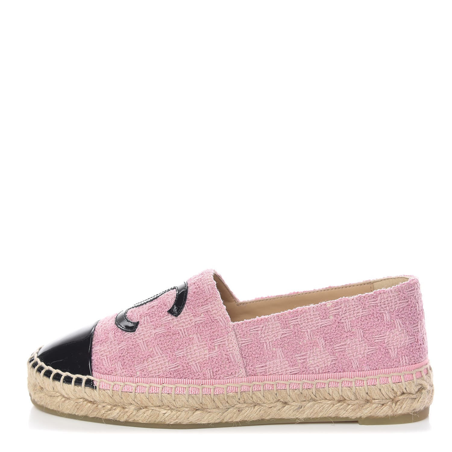 Chanel Tweed Patent CC Espadrilles 36 Pink Black 1 of 11