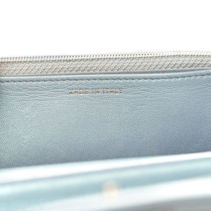 Chanel Metallic Patent Calfskin Quilted Boy Wallet on Chain WOC Light Blue 7 of 15