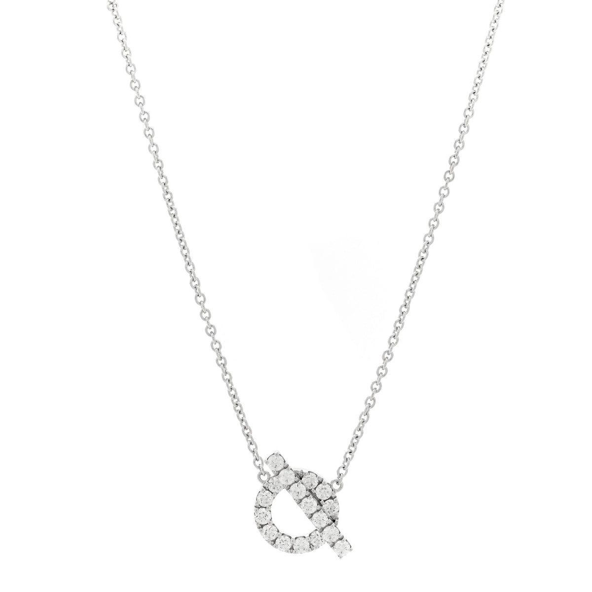 Hermes 18K White Gold Diamond Finesse Pendant Necklace 1 of 5