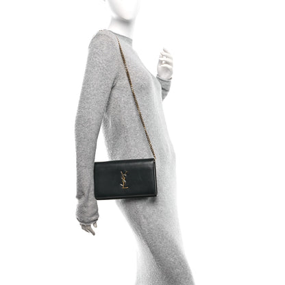 Saint Laurent Smooth Calfskin Tri-Metal Cassandre Wallet On Chain WOC Black 2 of 9