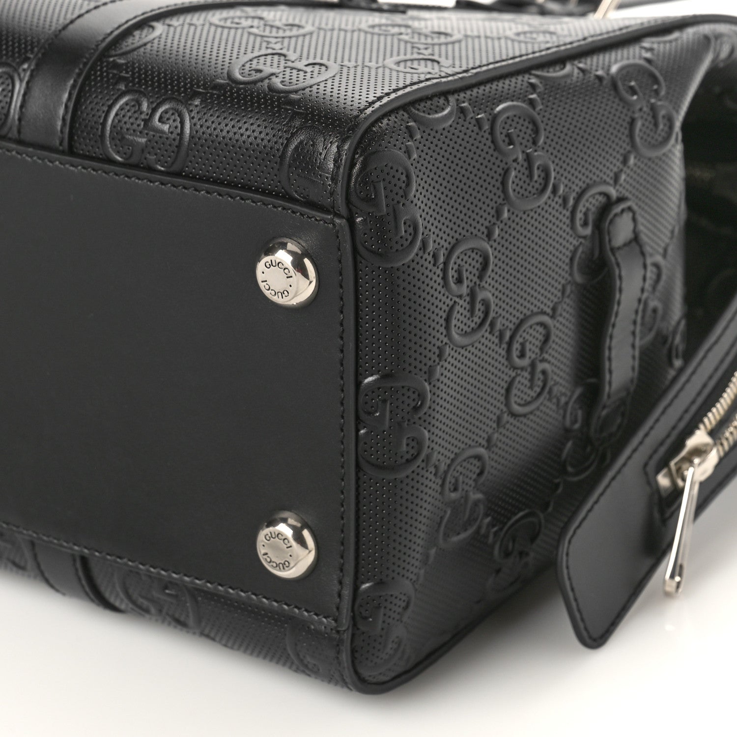 Gucci Calfskin GG Tennis Embossed Tote Bag Black 8 of 8