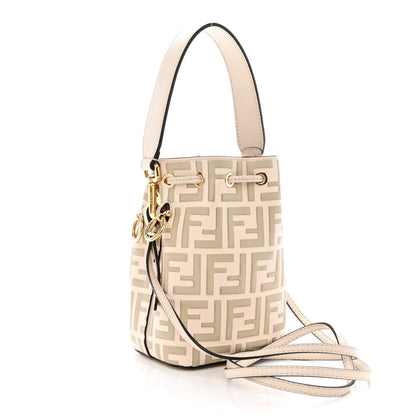 Fendi Vitello Liberty F is Fendi Bi-Color FF 1974 Embossed Mini Mon Tresor Bucket Bag Camelia Mandorlo 3 of 10