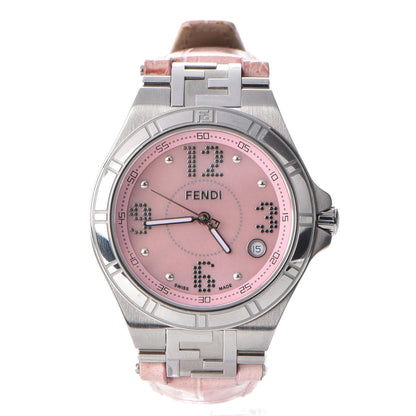 Fendi Stainless Steel Alligator Diamond 33mm High Speed Quartz Watch Pink 1 of 9