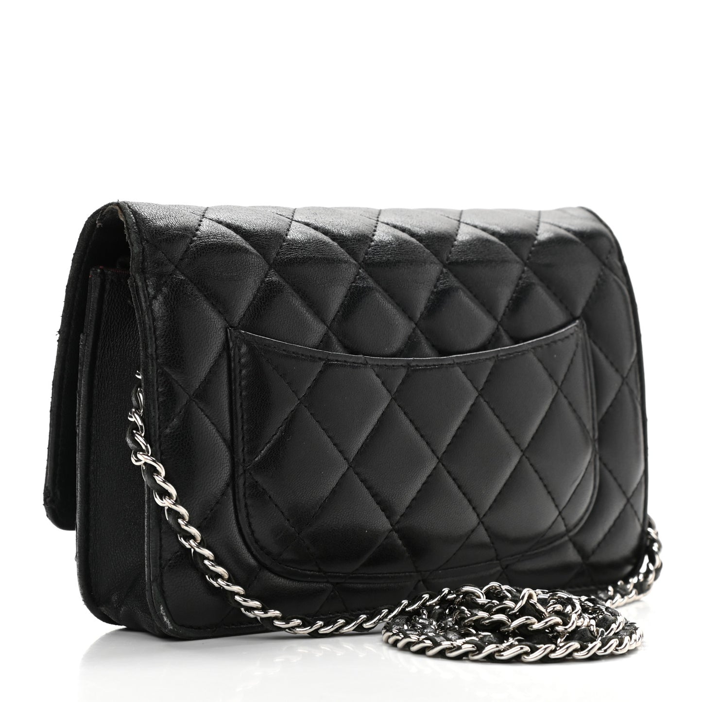Lambskin Quilted Wallet On Chain WOC Black