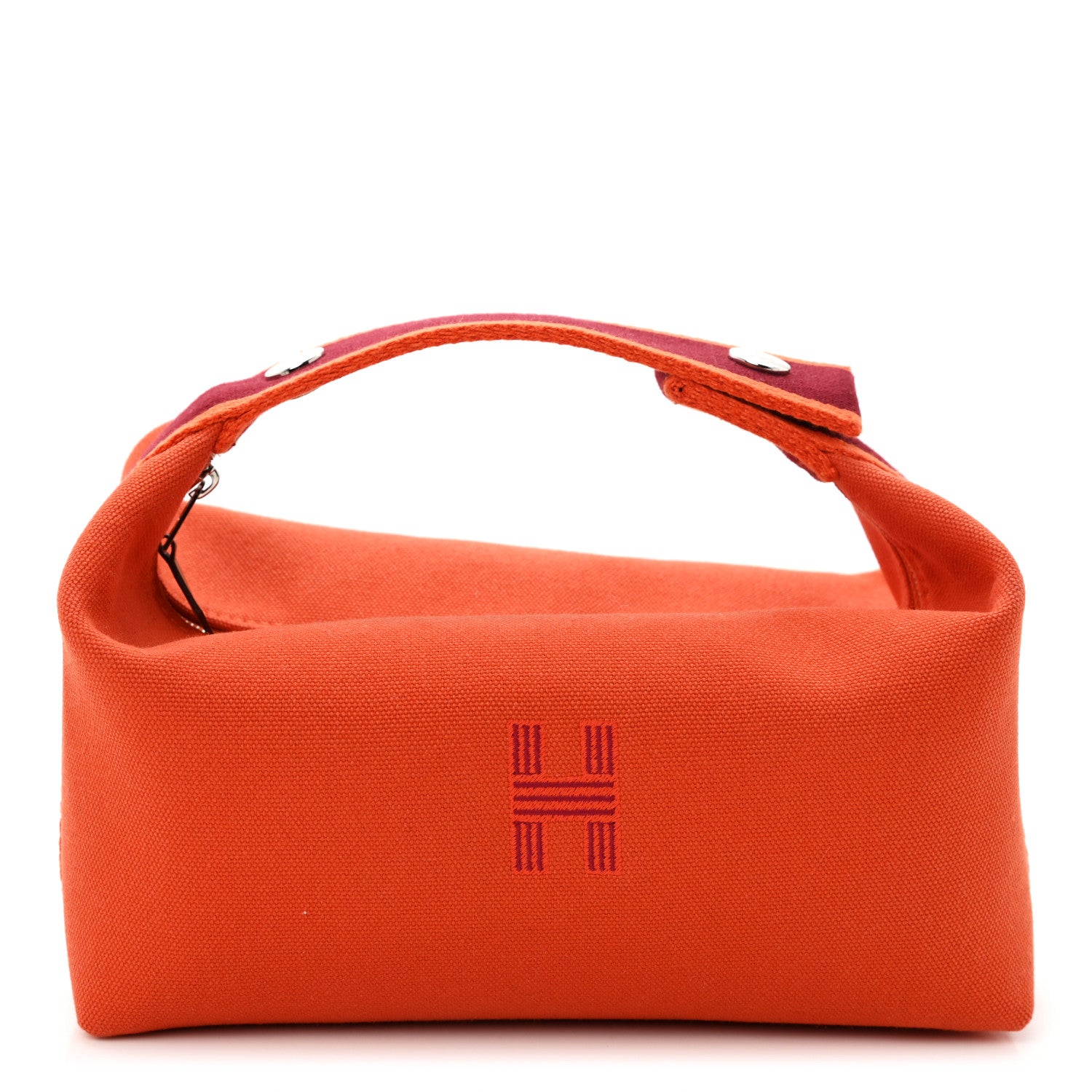 Hermes Canvas Small Bride-A-Brac Pouch Orange Burgundy 1 of 8