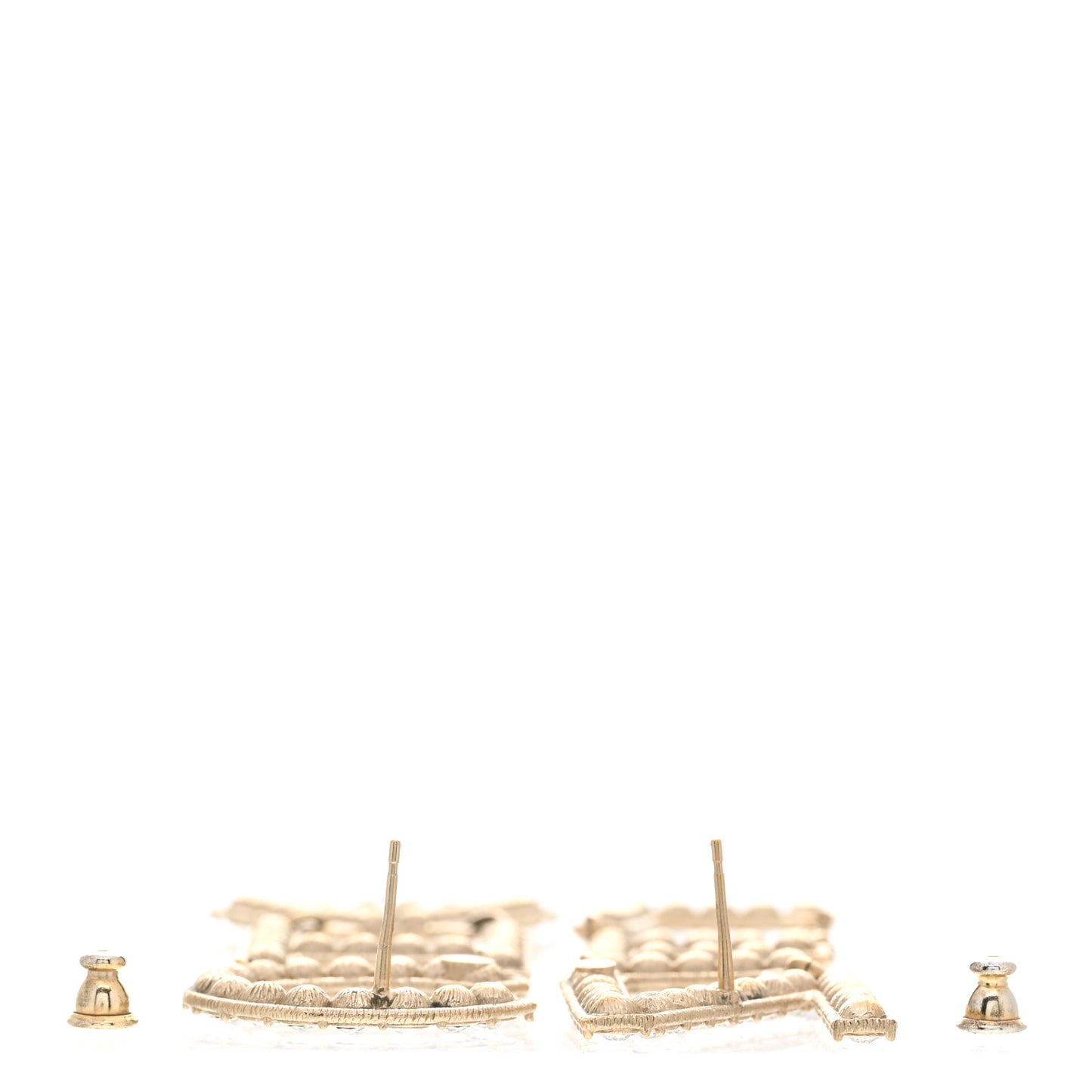 Crystal Cha-Nel Logo Drop Earrings Gold