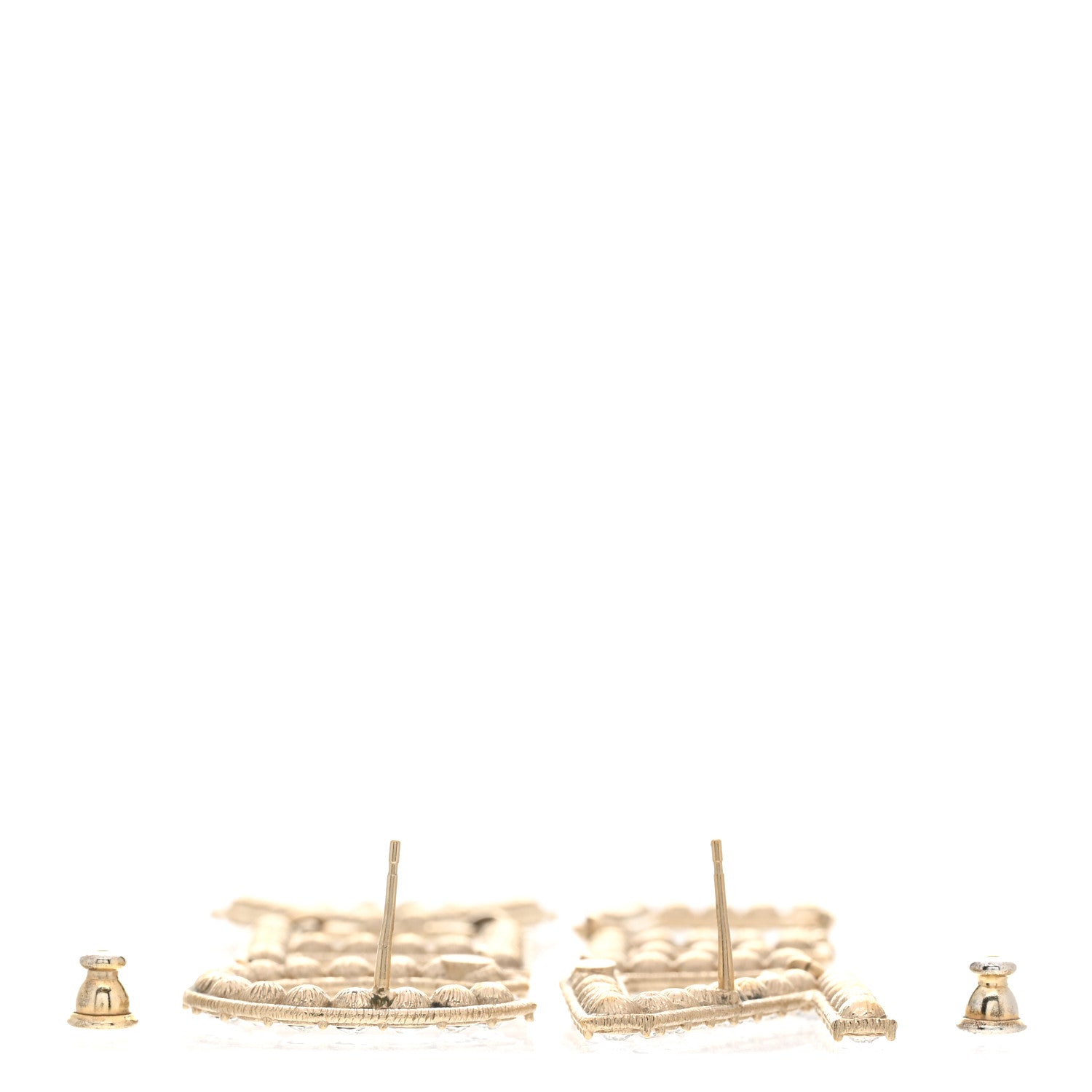 Chanel Crystal Cha-Nel Logo Drop Earrings Gold 3 of 5