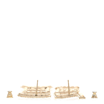 Chanel Crystal Cha-Nel Logo Drop Earrings Gold 3 of 5