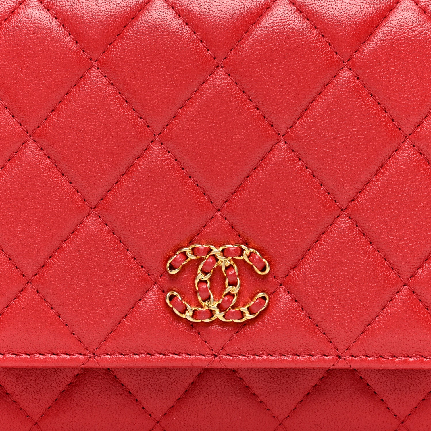 Chanel Lambskin Quilted Infinity Wallet On Chain WOC Red 8 of 10