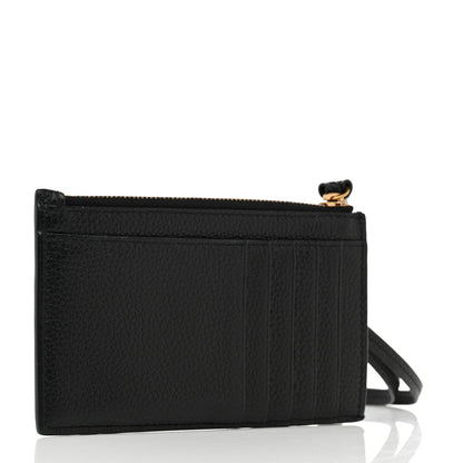 Balenciaga Grained Calfskin Neo Classic Brass Hardware Long Coin Case Card Holder Black 3 of 9