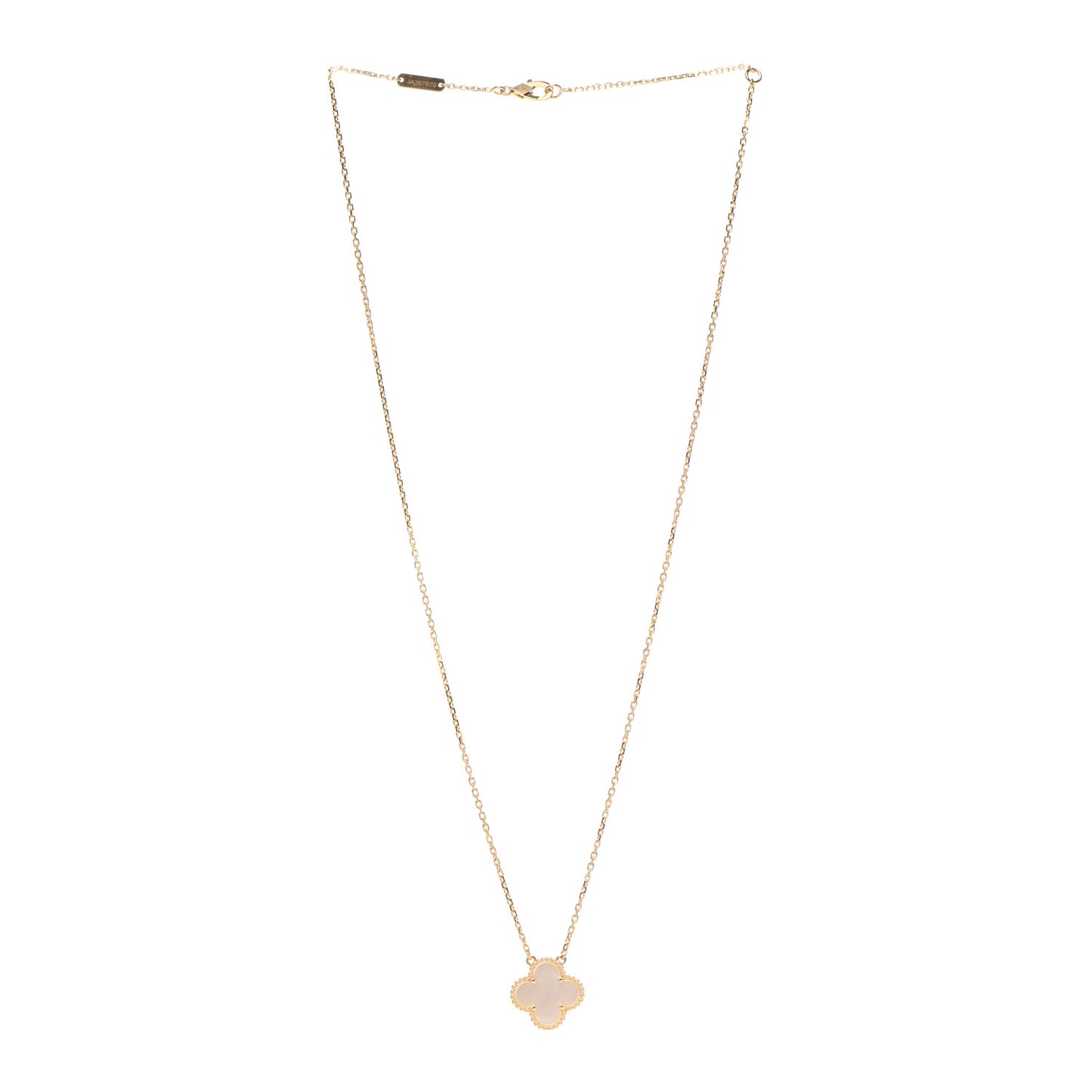 18K Yellow Gold Mother of Pearl Vintage Alhambra Pendant Necklace