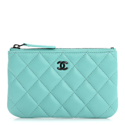 Chanel Lambskin Quilted Small Cosmetic Case Turquoise 1 of 7