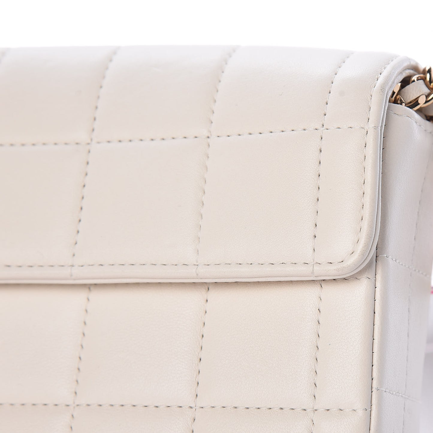 Lambskin East West Chocolate Bar Flap White