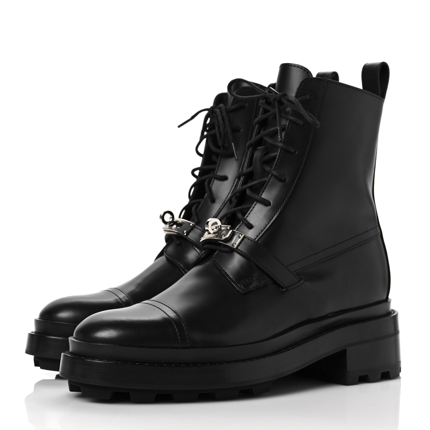 Glossed Calfskin Funk Ankle Boots 37.5 Black