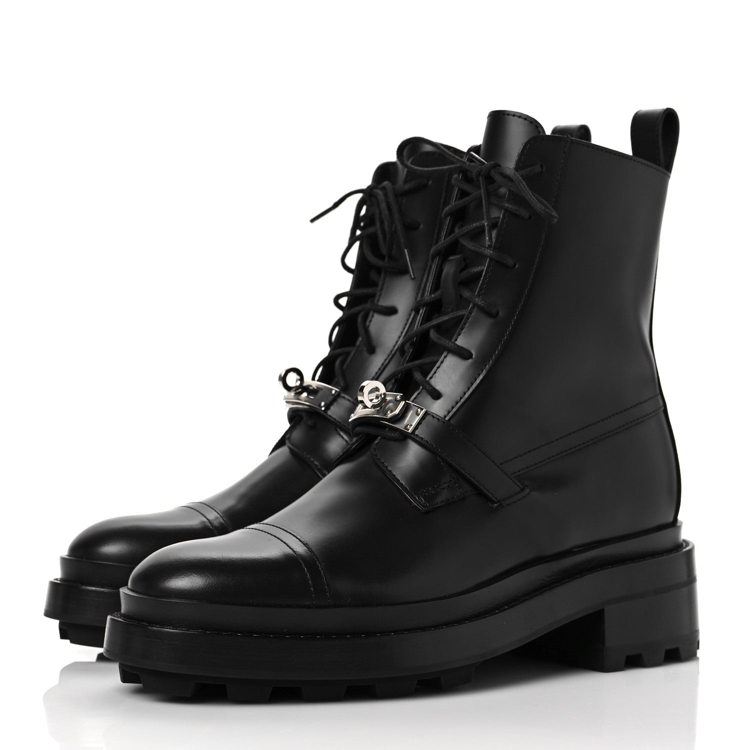 Hermes Glossed Calfskin Funk Ankle Boots 37.5 Black 3 of 7