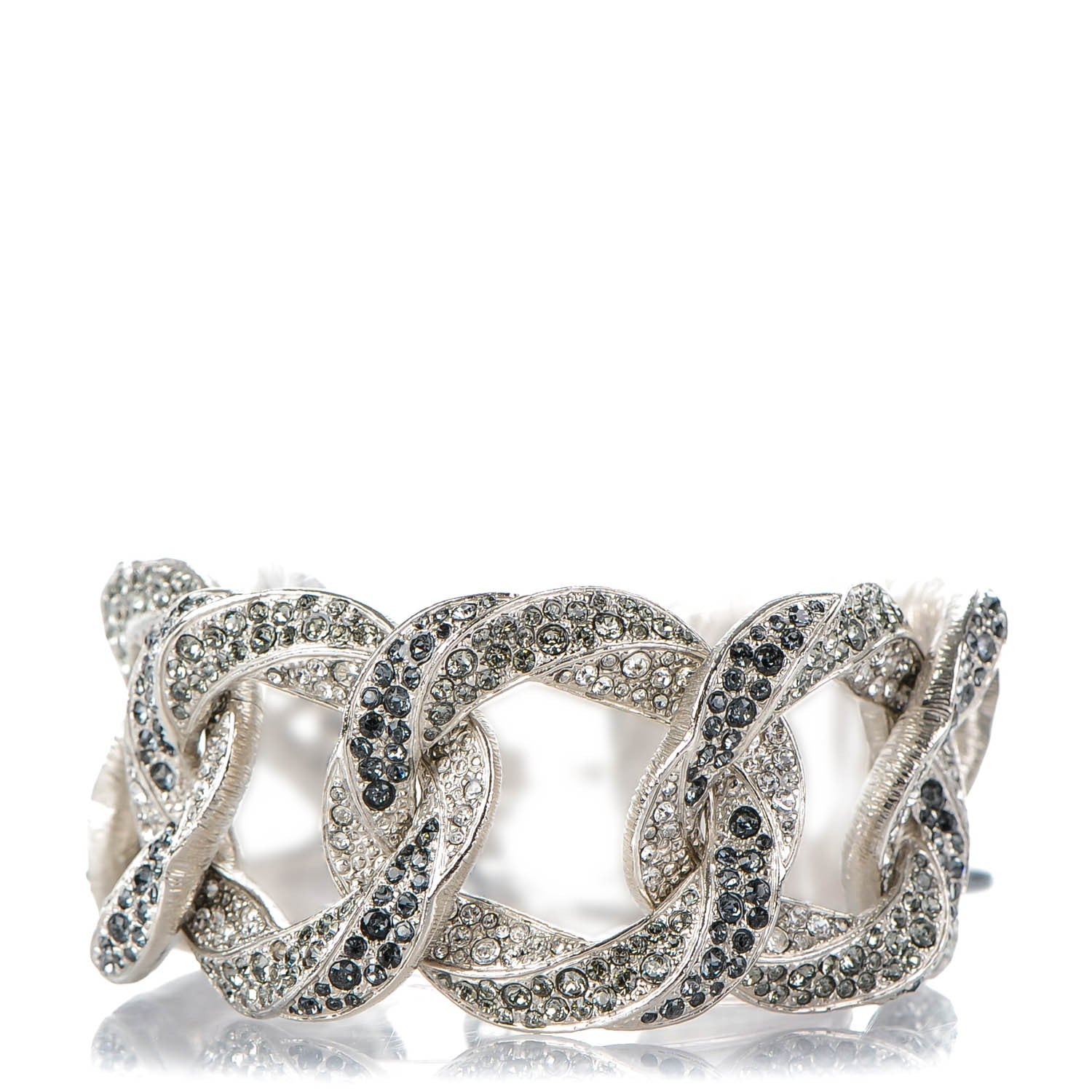 Chanel Crystal CC Chain Bracelet Silver 1 of 7