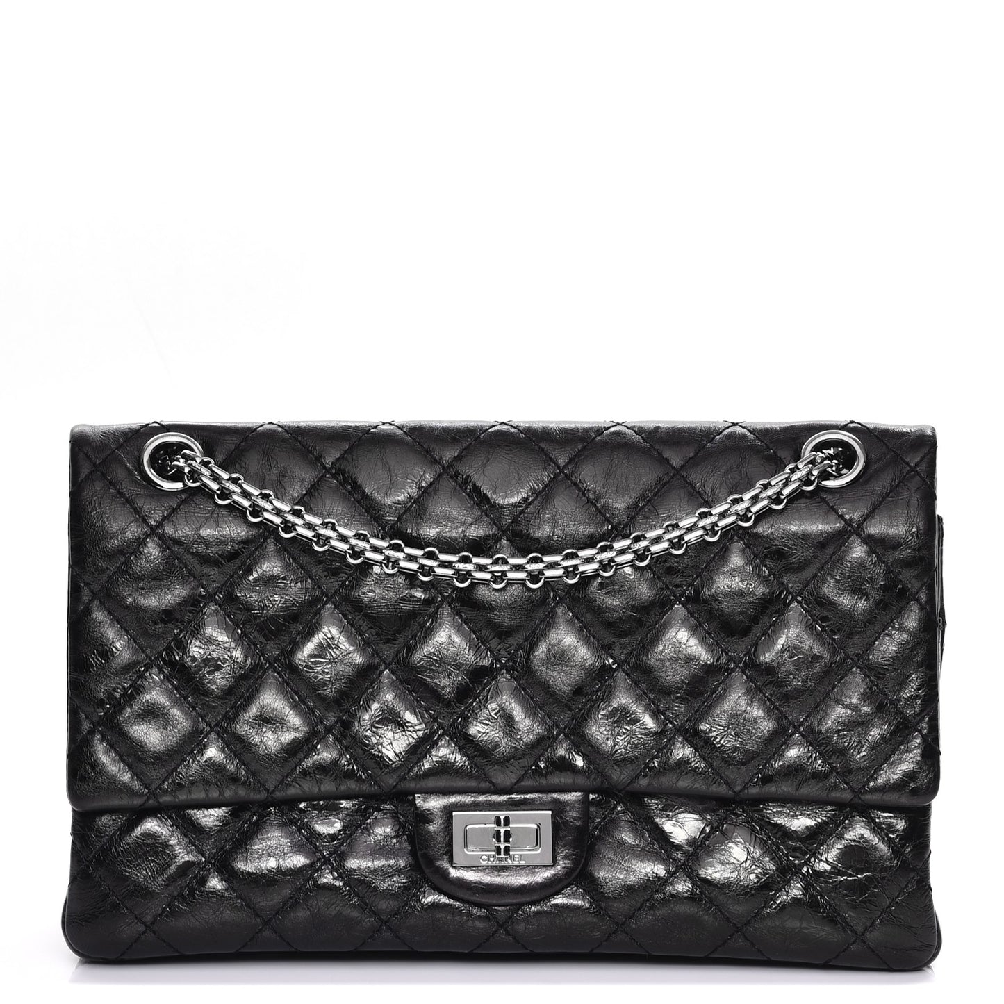 Metallic Aged Calfskin Quilted 2.55 Reissue 226 Flap Black
