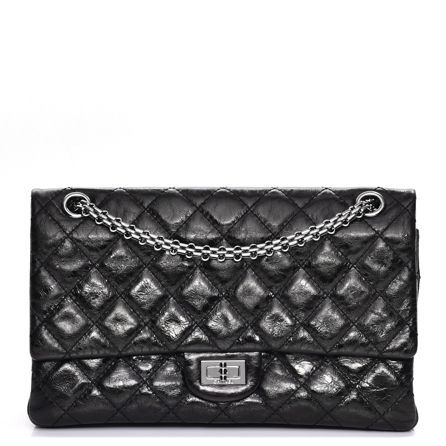 Chanel Metallic Aged Calfskin Quilted 2.55 Reissue 226 Flap Black 1 of 8