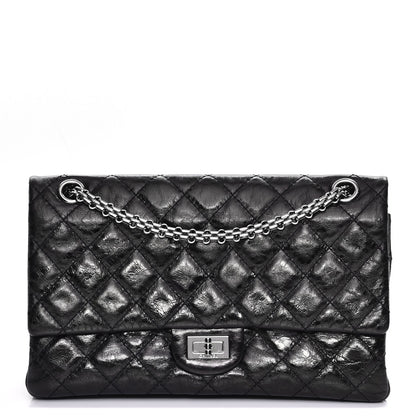 Chanel Metallic Aged Calfskin Quilted 2.55 Reissue 226 Flap Black 1 of 8