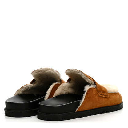 Hermes Suede Goatskin Shearling Go Mules 39 Beige Kraft Ecru 5 of 10