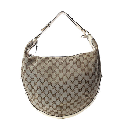 Gucci Monogram Large Biba Studded Hobo Off White 1 of 9