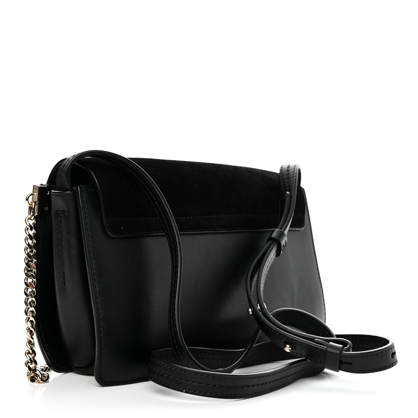 Suede Calfskin Small Faye Shoulder Bag Black