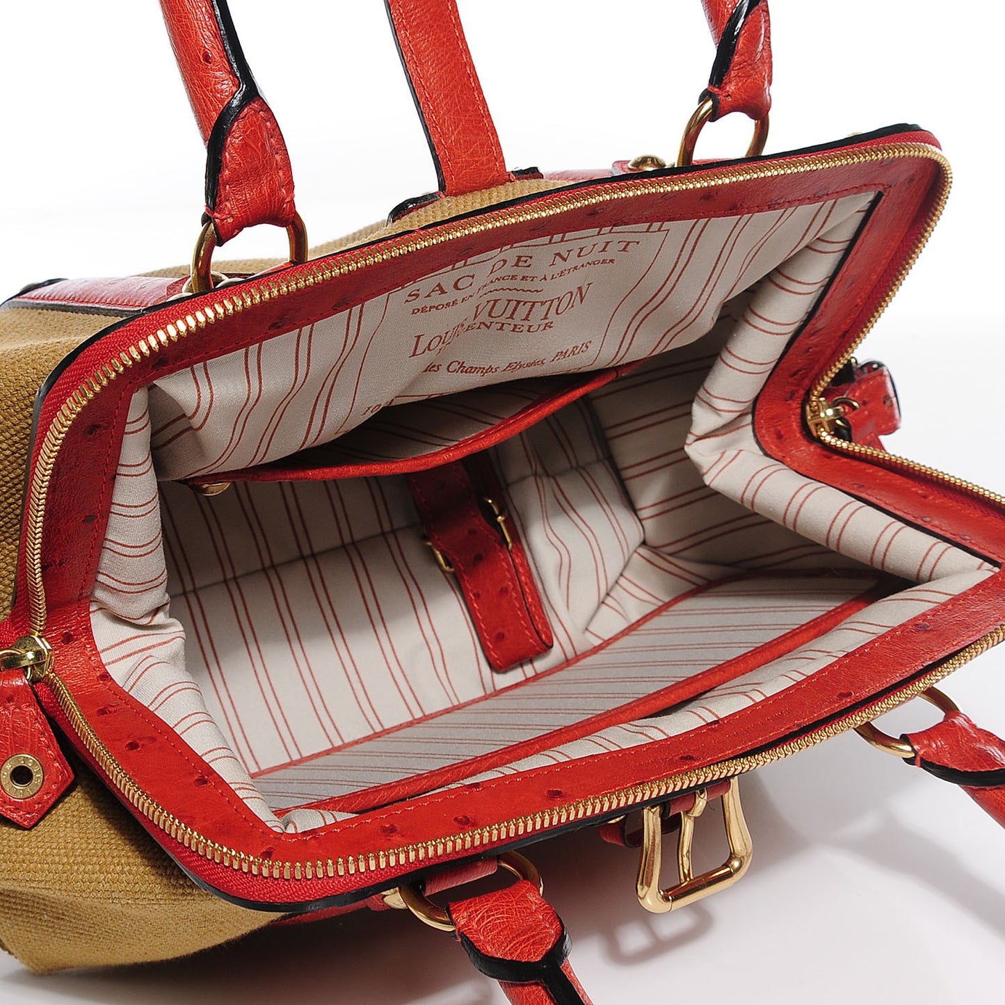 Toile Ostrich Trianon Sac de Nuit GM Olive Rouille