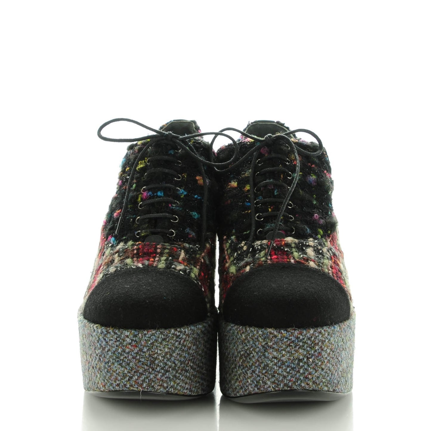 Tweed Lace Up 85 Wedges 42 Multicolor Black
