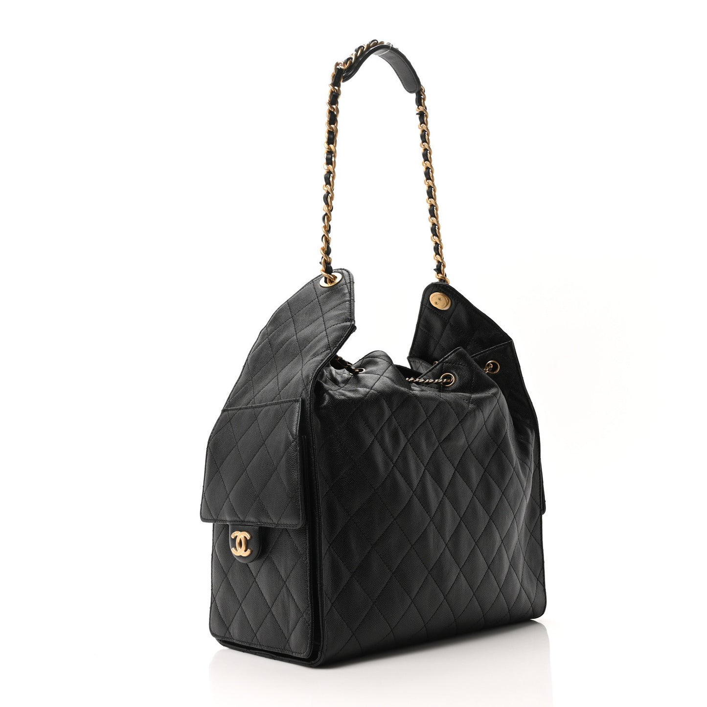 Caviar Quilted Medium Chanel 25 Handbag Black