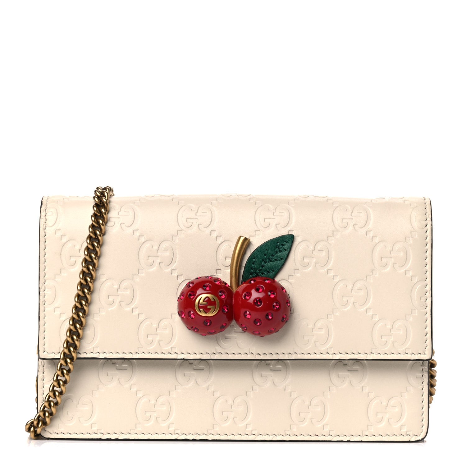 Gucci Guccissima Mini Cherry Chain Bag White 1 of 12
