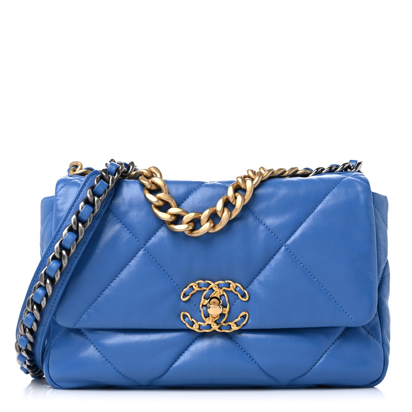 Lambskin Quilted Medium Chanel 19 Flap Blue