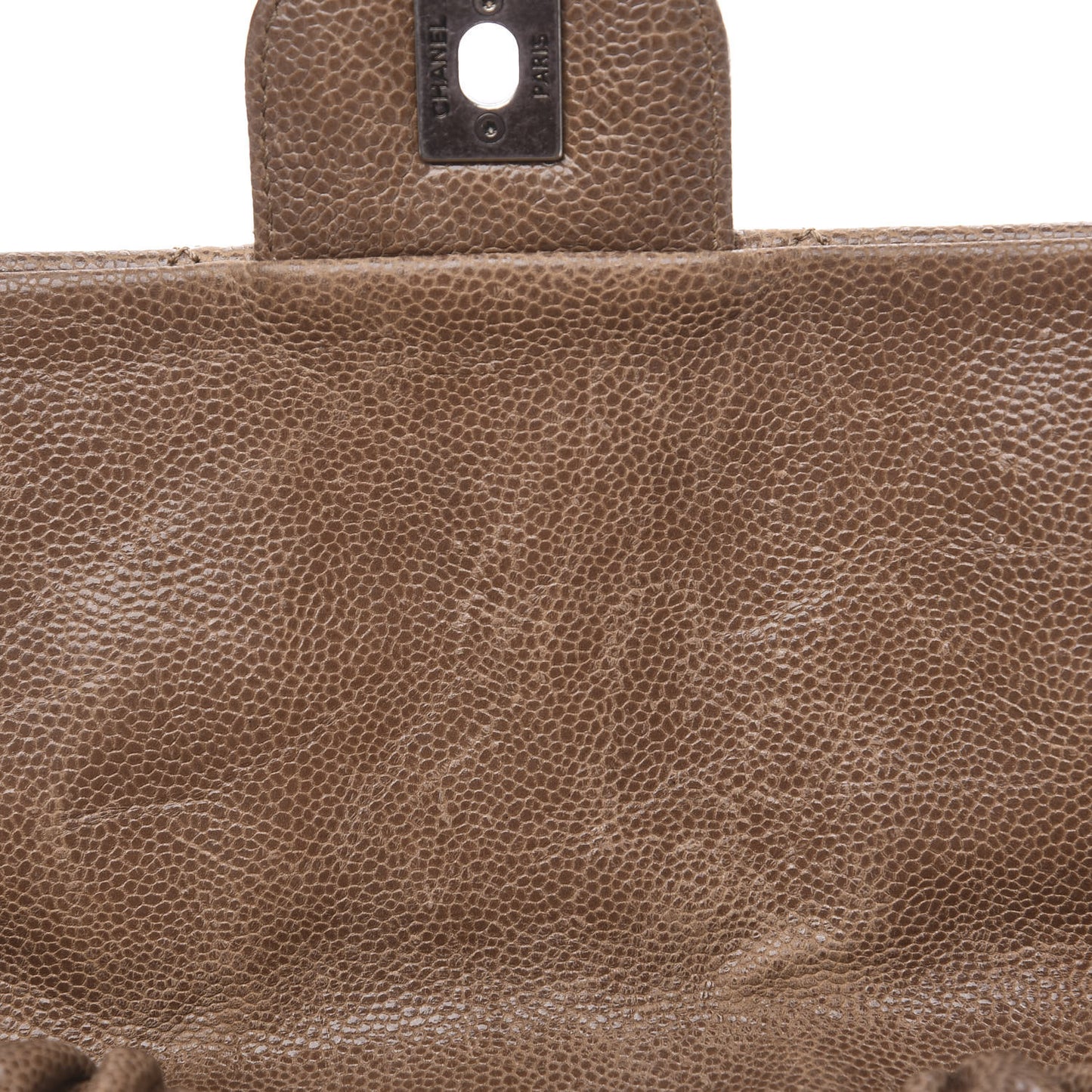 Caviar Quilted Medium Elastic Flap Brown