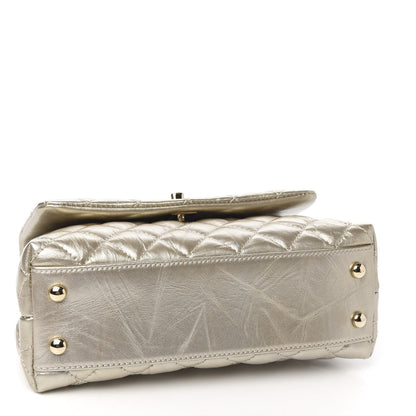 Chanel Metallic Aged Calfskin Quilted Mini Coco Handle Flap Gold 3 of 10