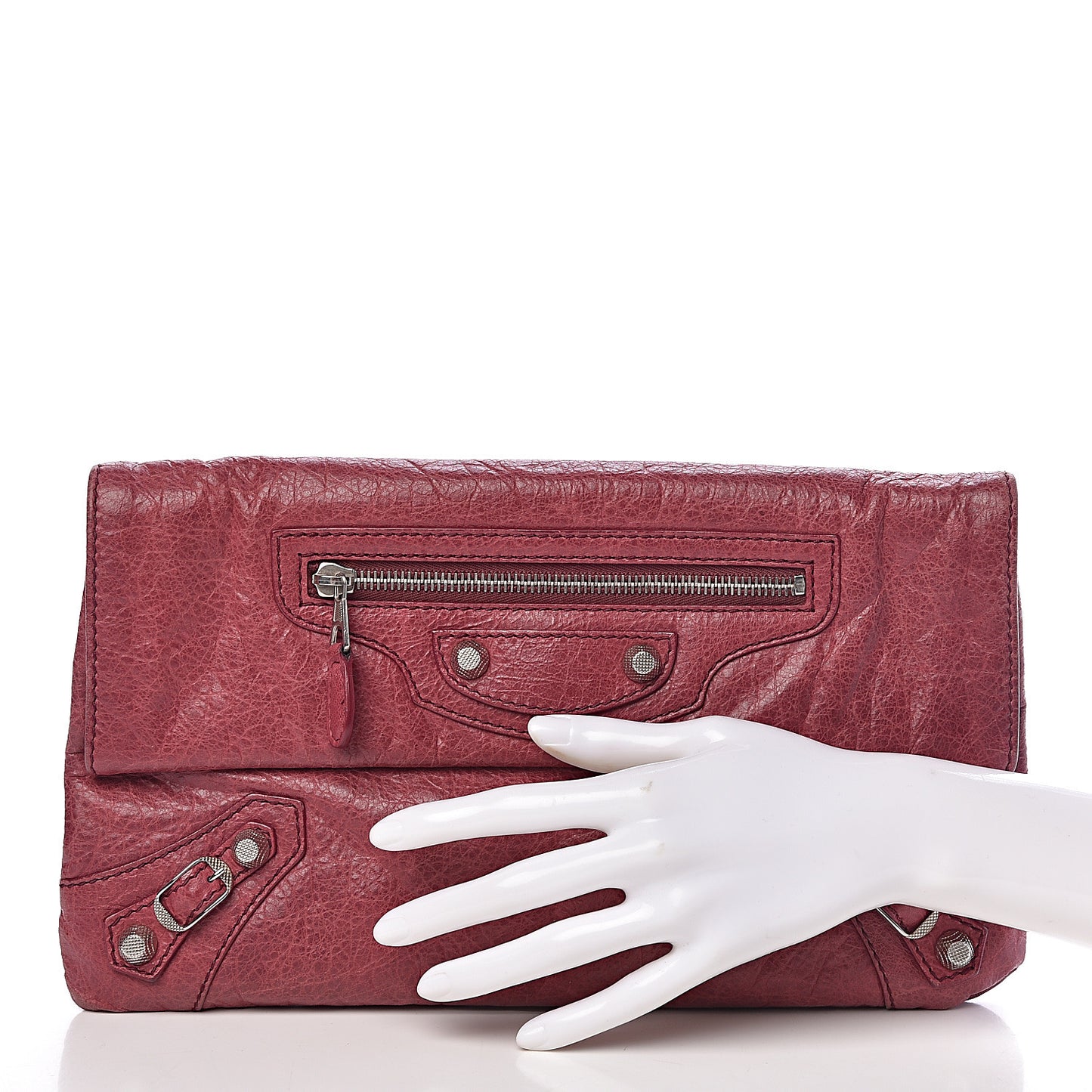 Agneau Giant 12 Silver Hardware Envelope Clutch Cassis