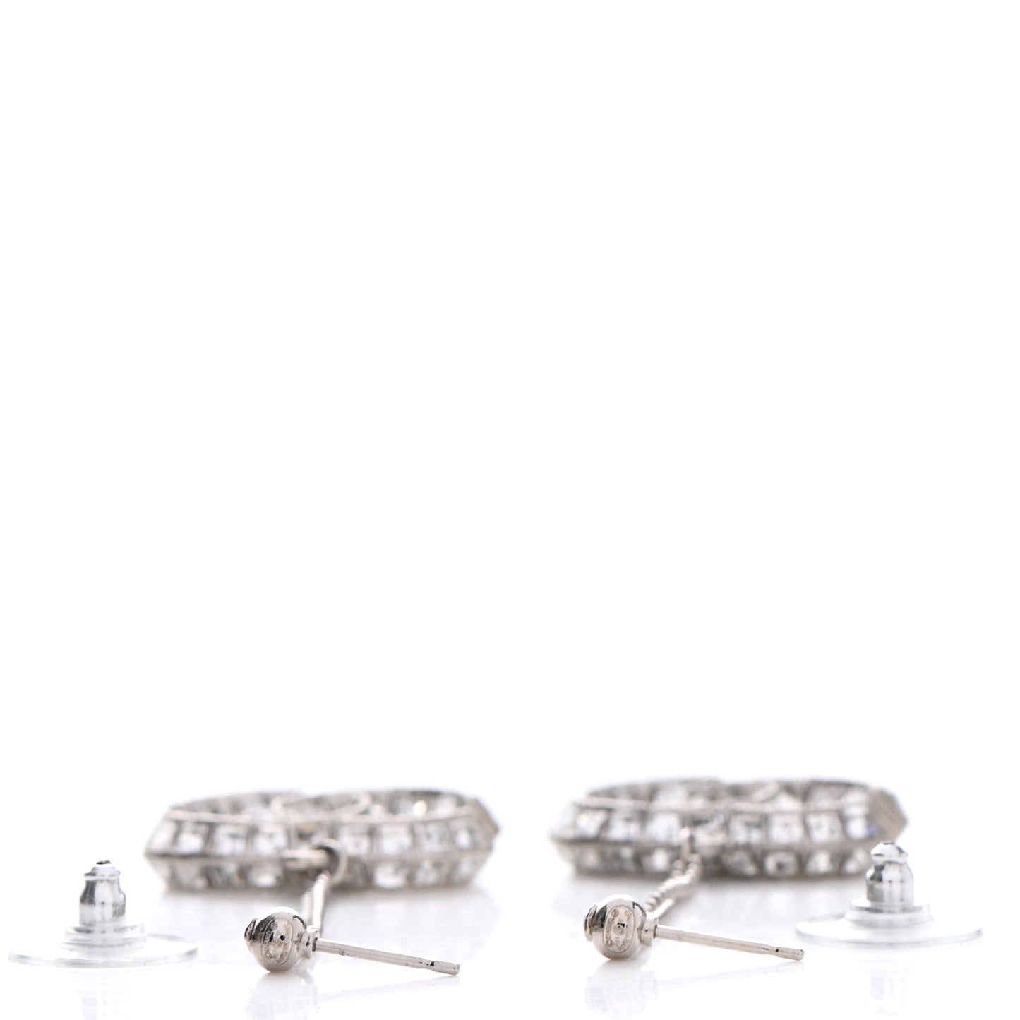 Baguette Crystal CC Drop Earrings Silver