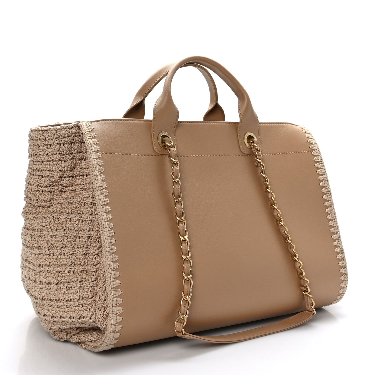 Chanel Calfskin Knit Medium Deauville Tote Beige 3 of 11