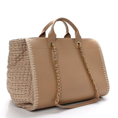 Chanel Calfskin Knit Medium Deauville Tote Beige 3 of 11