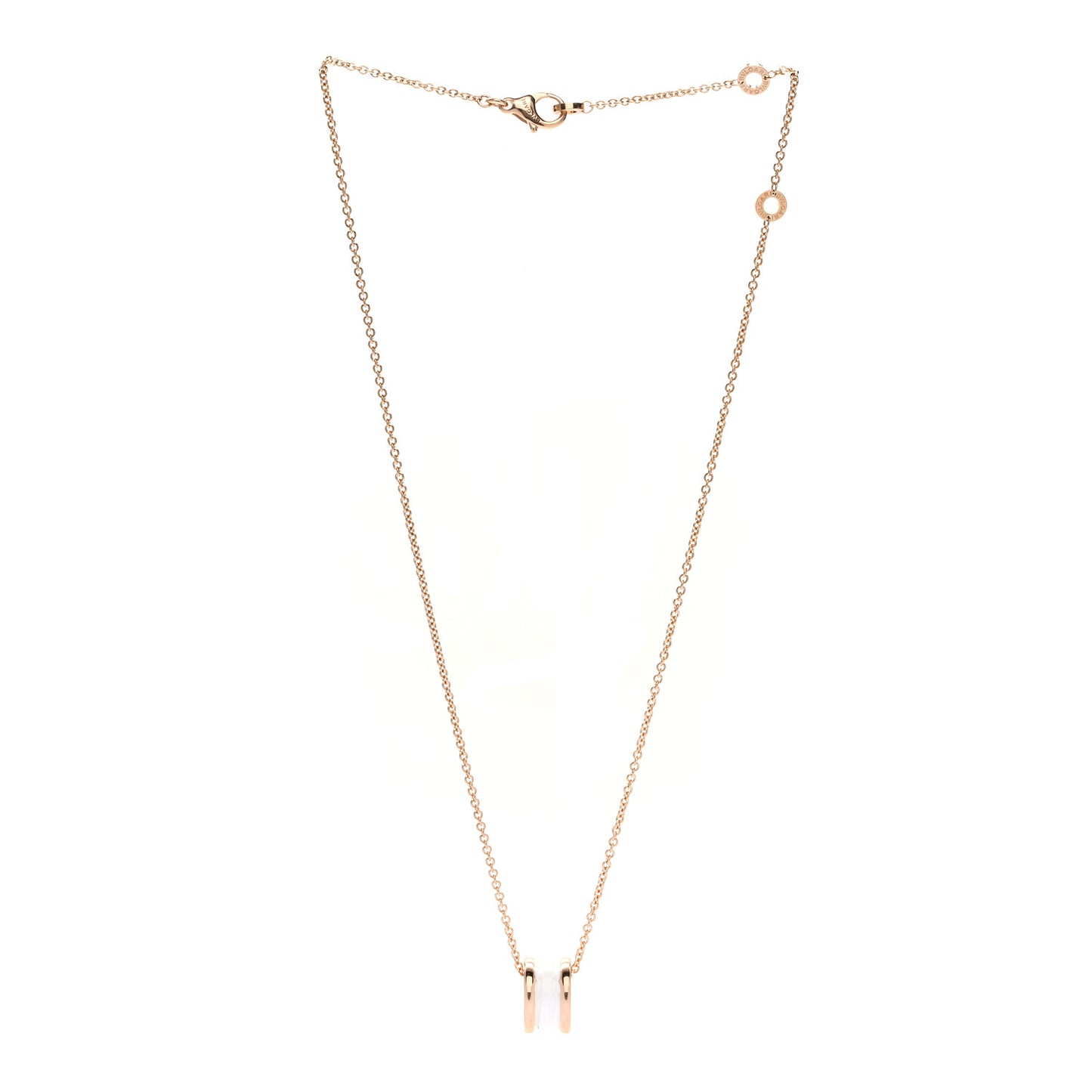 18K Rose Gold White Ceramic B.Zero1 Pendant Necklace