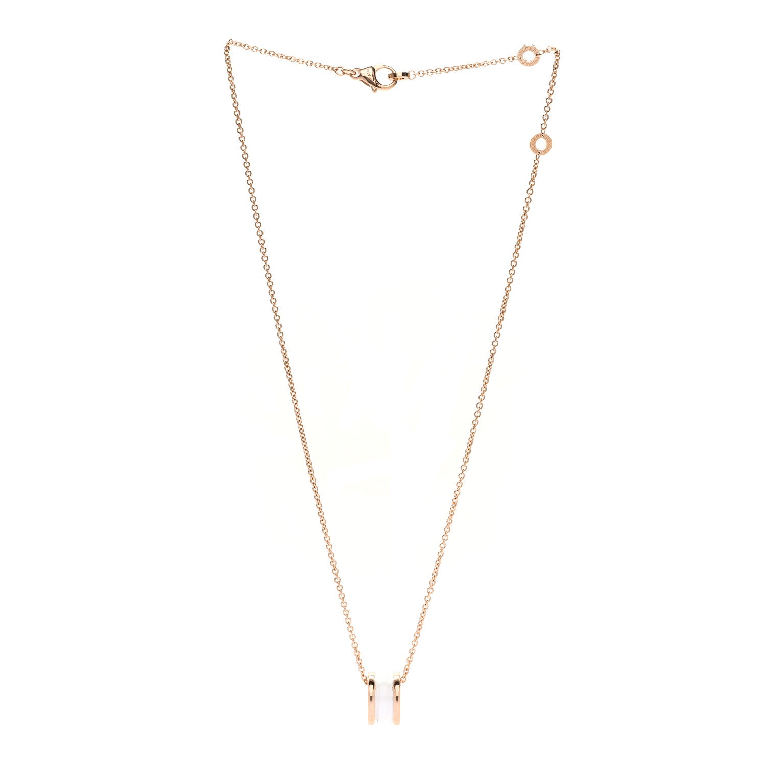 Bulgari 18K Rose Gold White Ceramic B.Zero1 Pendant Necklace 3 of 8