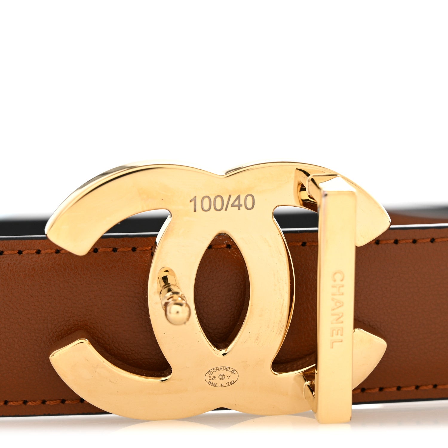 Chanel Calfskin CC Reversible Belt 100 40 Black Camel 5 of 9