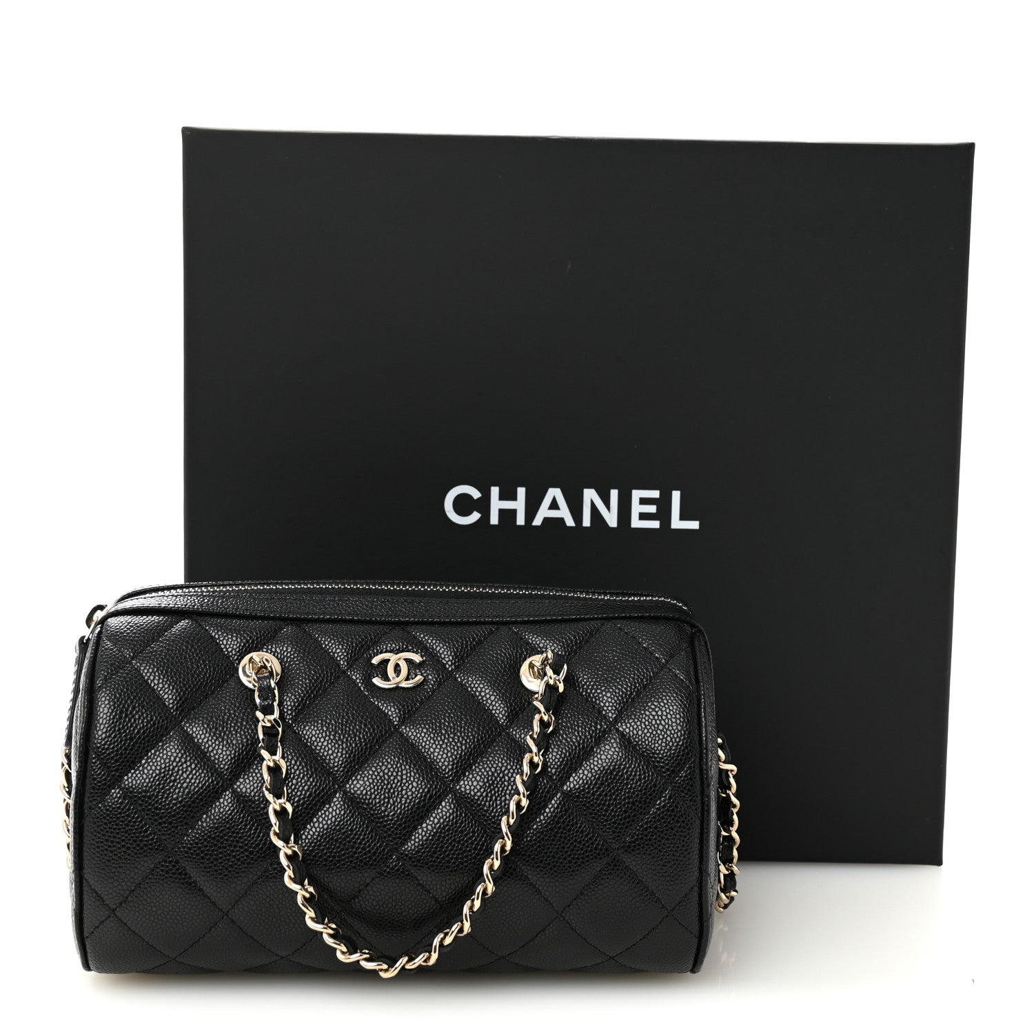Chanel Caviar Quilted Barrel Clutch With Chain Black 11 of 11