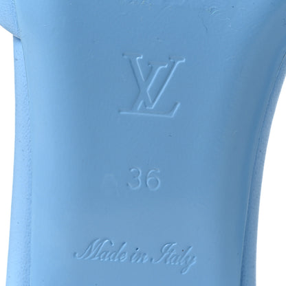 Louis Vuitton Lambskin Embossed Monogram Revival Flat Mules 36 Light Blue 6 of 8