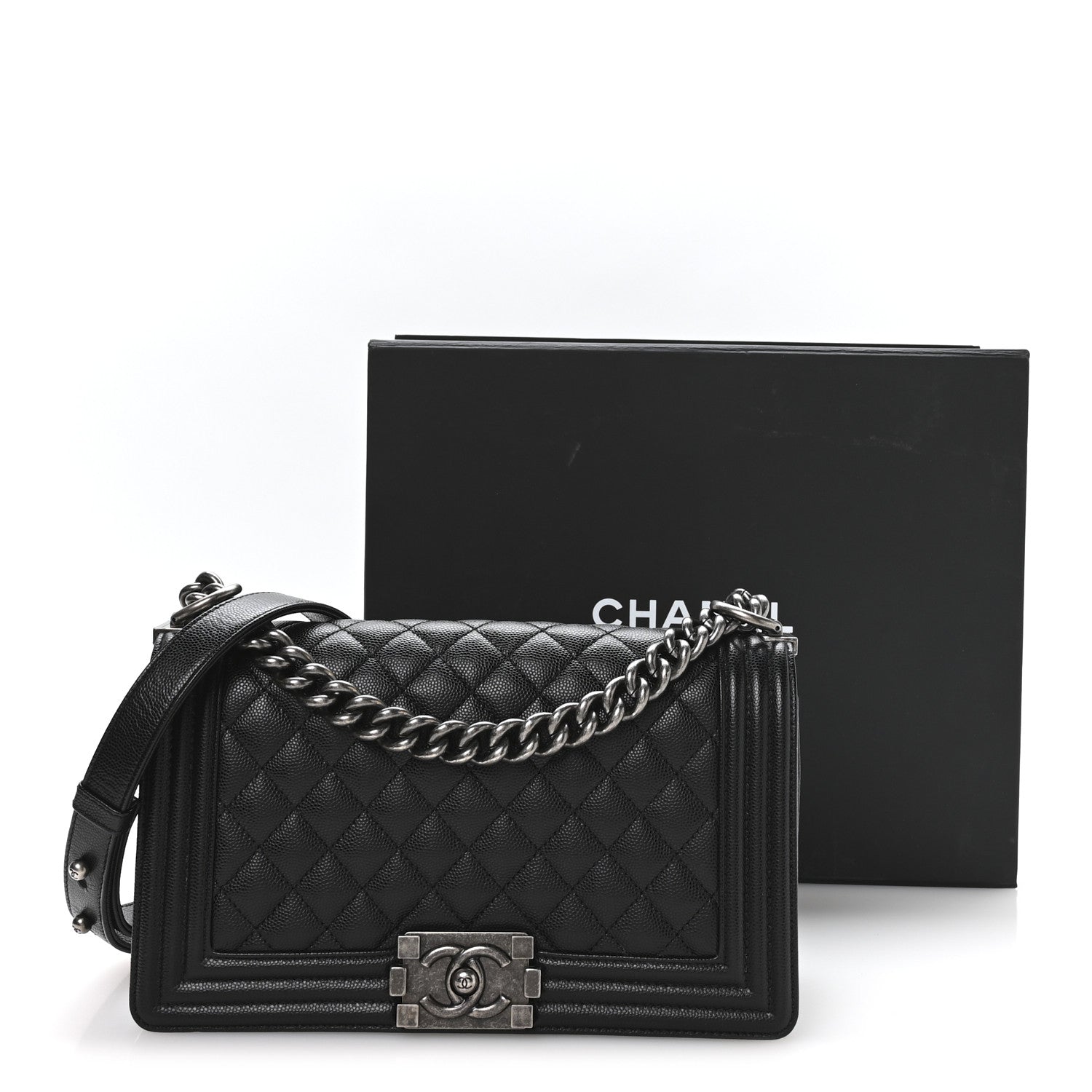 Chanel Caviar Quilted Medium Boy Flap Black 11 of 11