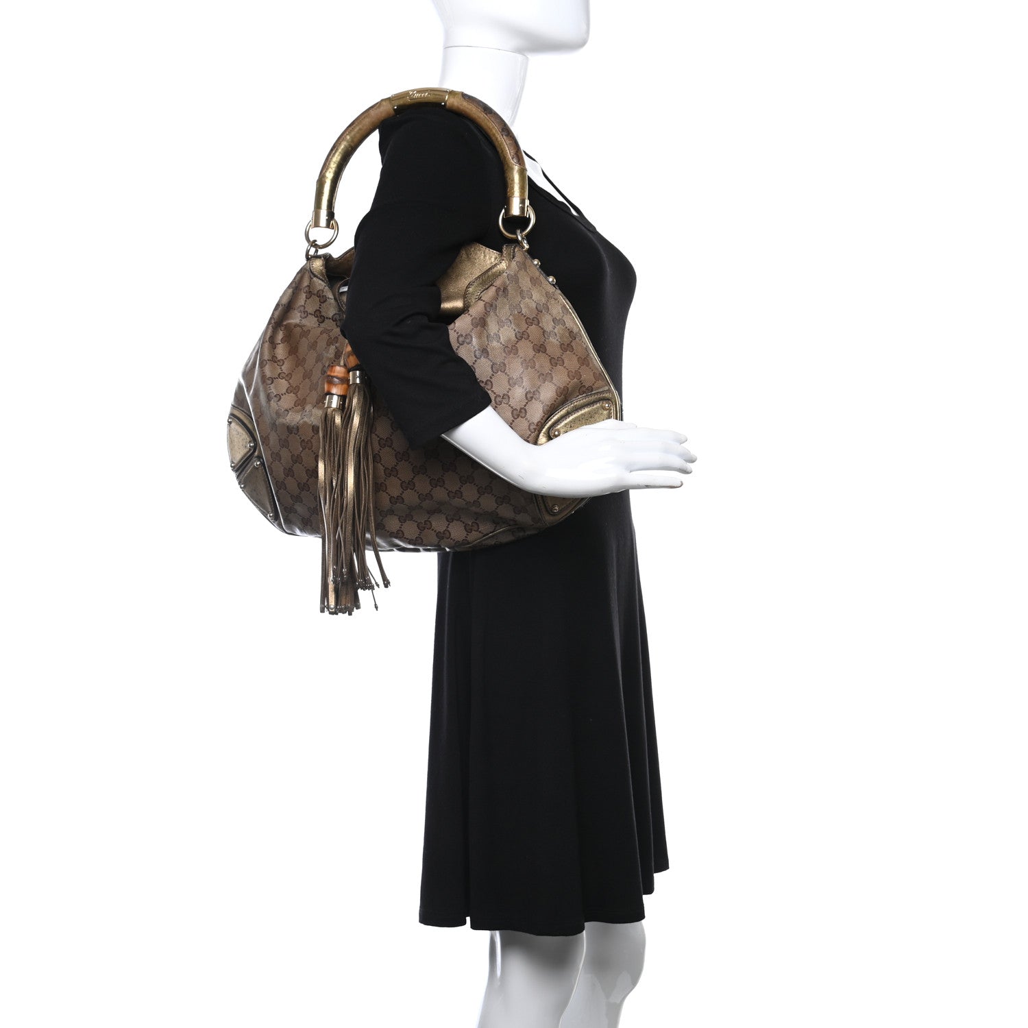 Gucci Crystal Monogram Large Indy Top Handle Bag 3 of 9